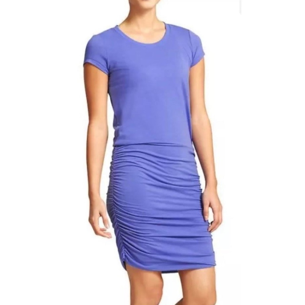 Athleta Periwinkle Ruched T-Shirt Dress M